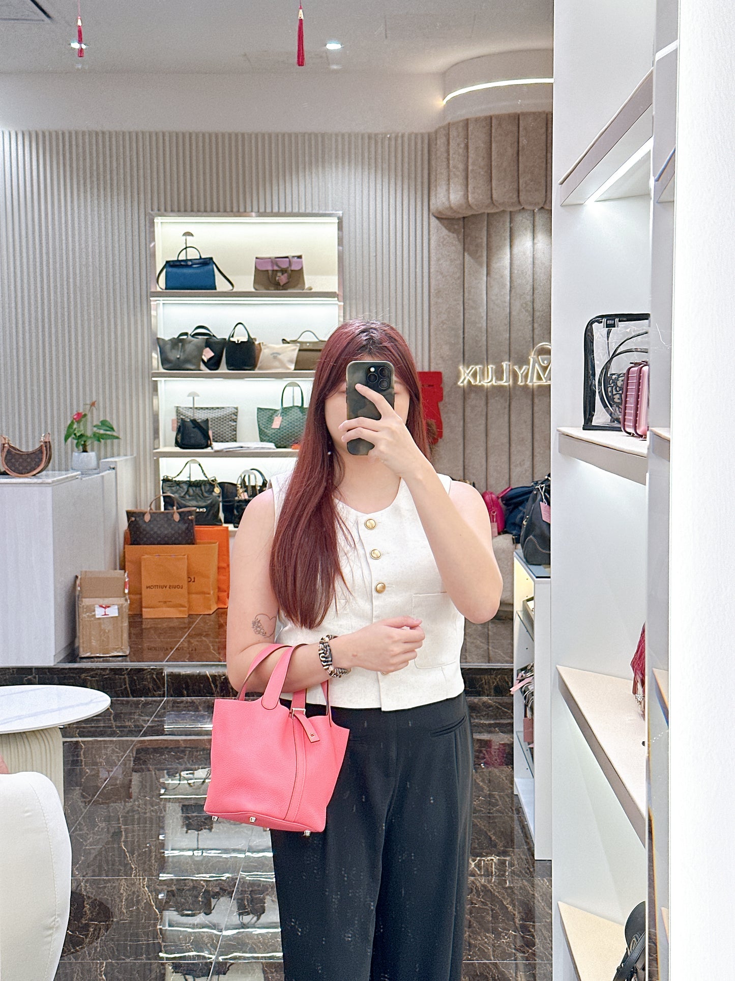 Hermes Picotin 18 in Rose Azalee PHW