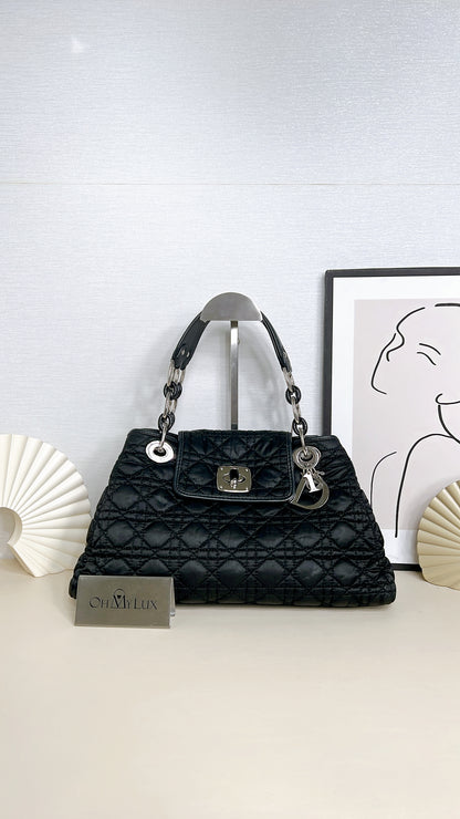 Dior Black Nylon Cannage Tote