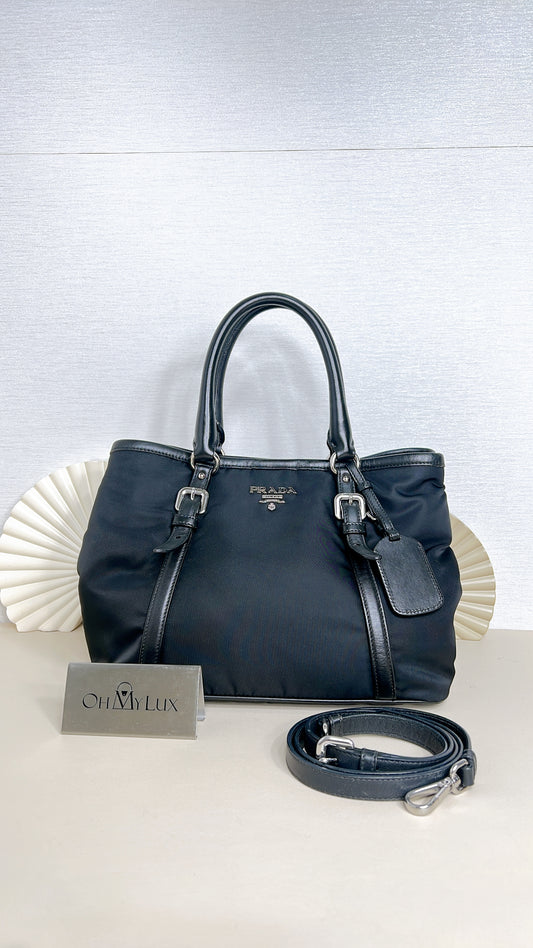 Prada BN1841 Tessuto Black 2 Way Tote