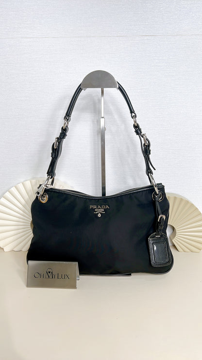 Prada Tessuto Nylon Shoulder Bag in Black