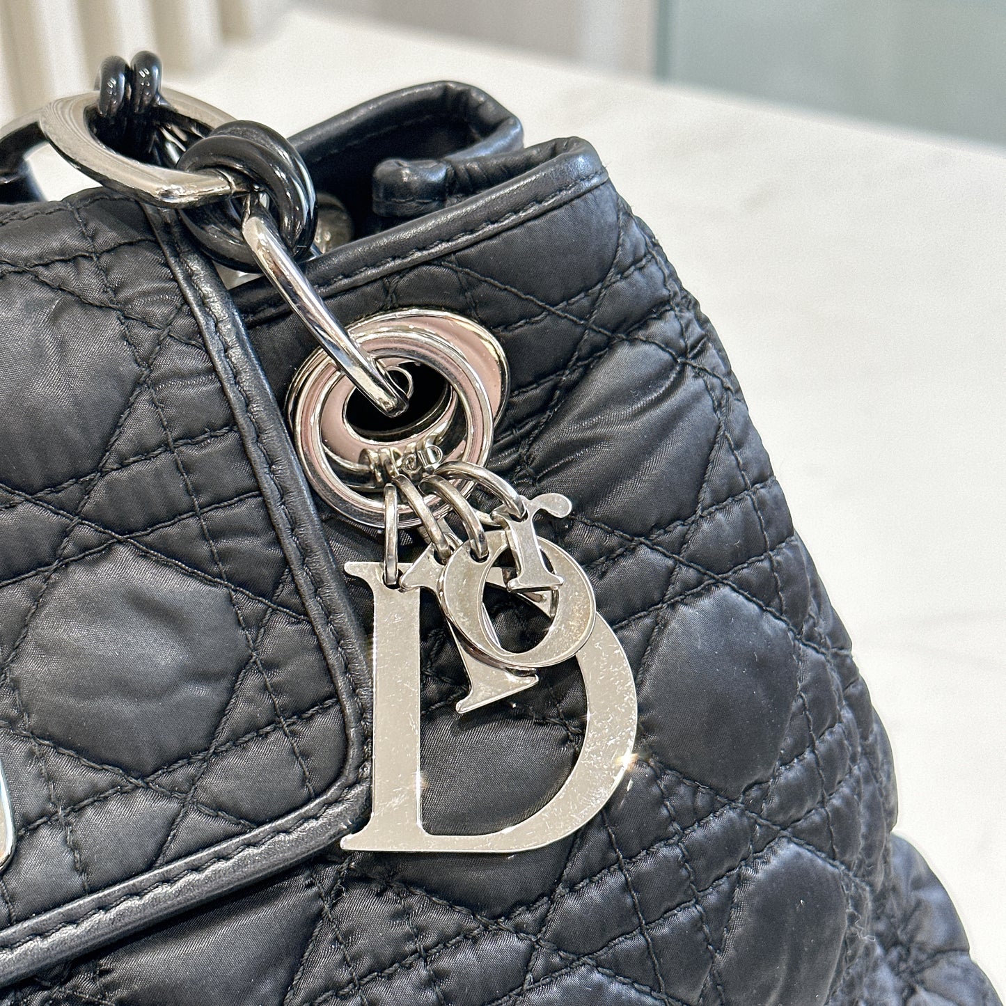 Dior Black Nylon Cannage Tote