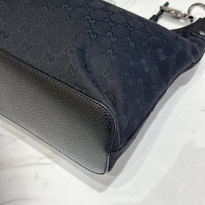 Gucci GG Canvas Black Hobo in Pig Leather