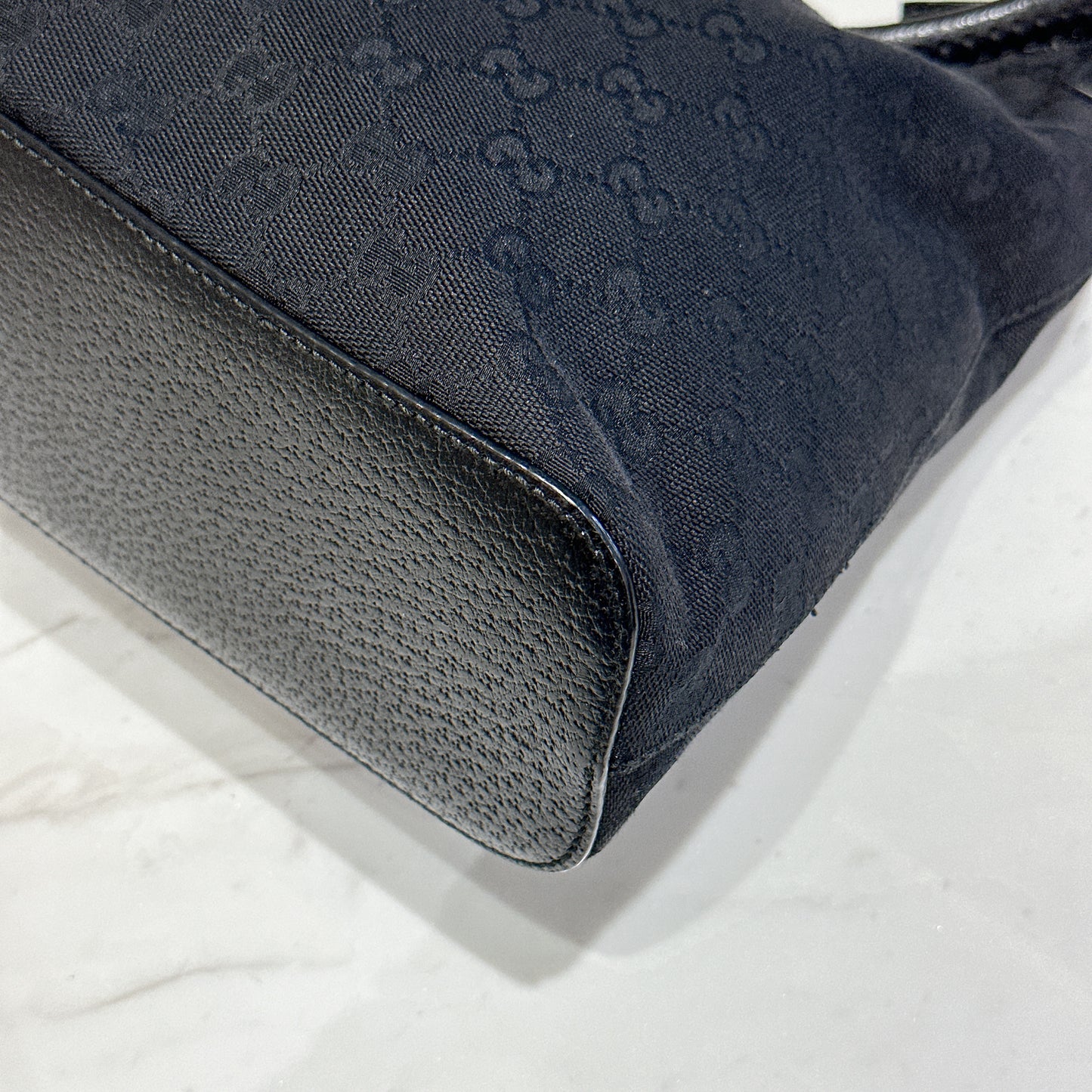 Gucci GG Canvas Black Hobo in Pig Leather