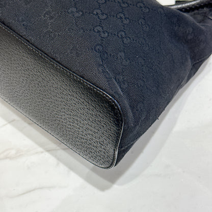 Gucci GG Canvas Black Hobo in Pig Leather