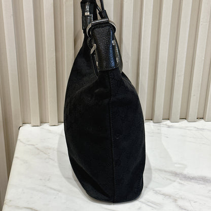 Gucci GG Canvas Black Hobo in Pig Leather