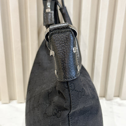 Gucci GG Canvas Black Hobo in Pig Leather
