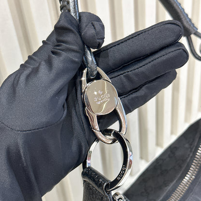 Gucci GG Canvas Black Hobo in Pig Leather