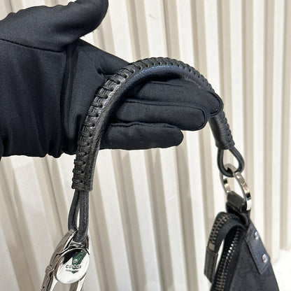 Gucci GG Canvas Black Hobo in Pig Leather