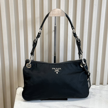 Prada Tessuto Nylon Shoulder Bag in Black