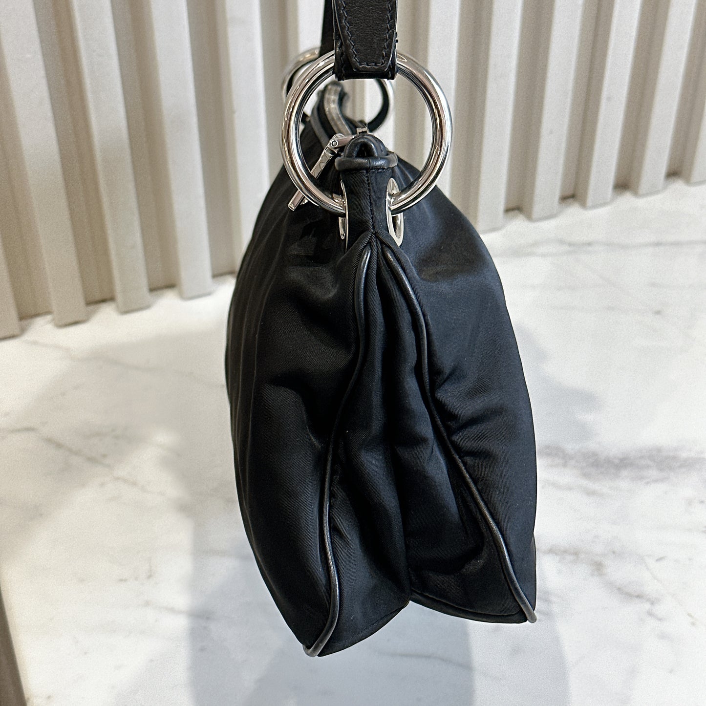 Prada Tessuto Nylon Shoulder Bag in Black
