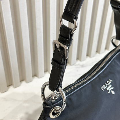 Prada Tessuto Nylon Shoulder Bag in Black