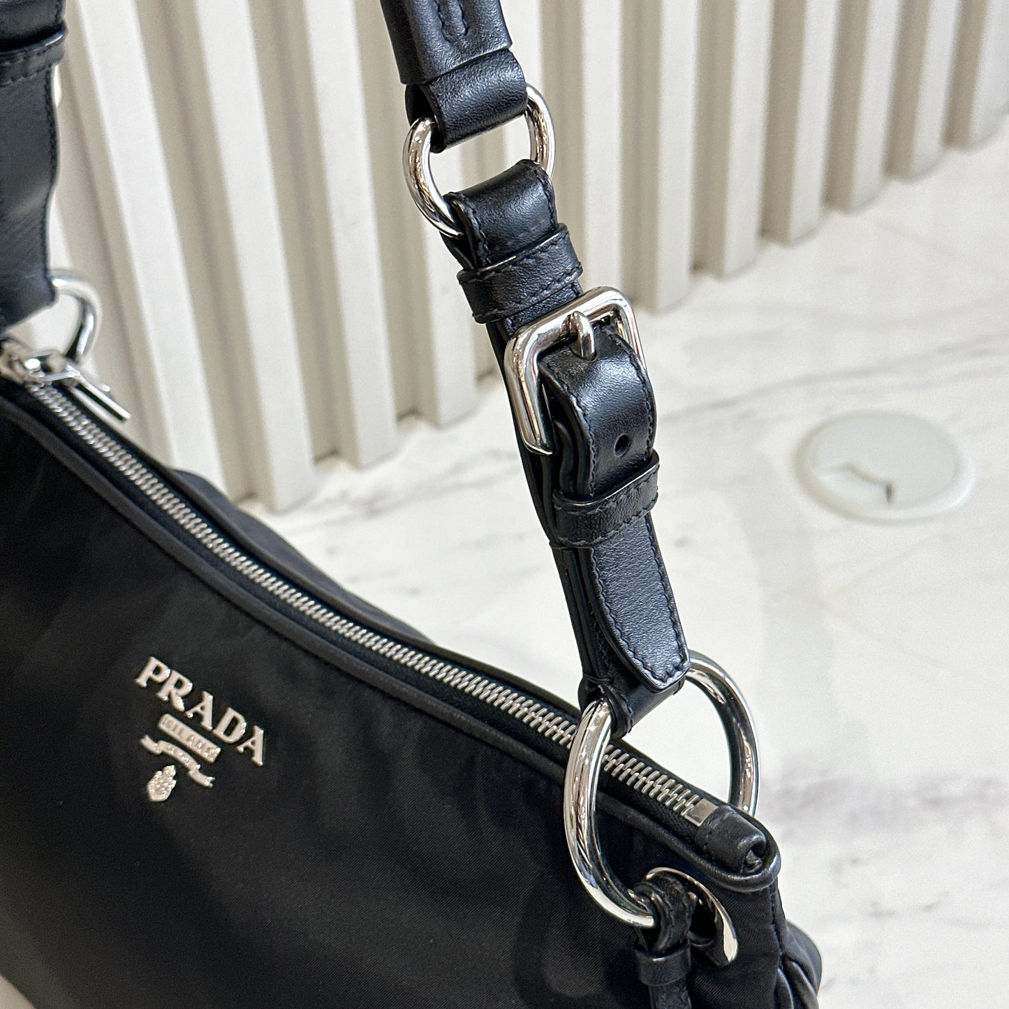 Prada Tessuto Nylon Shoulder Bag in Black