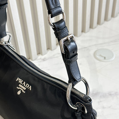 Prada Tessuto Nylon Shoulder Bag in Black