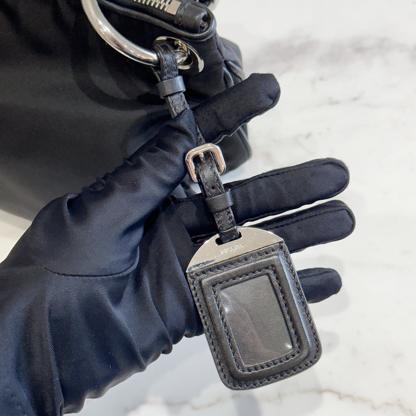 Prada Tessuto Nylon Shoulder Bag in Black