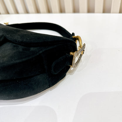 Dior Diamante Mini Saddle in Black Velvet