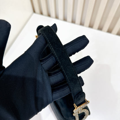 Dior Diamante Mini Saddle in Black Velvet