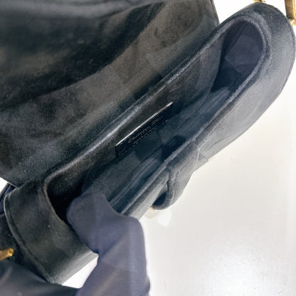 Dior Diamante Mini Saddle in Black Velvet