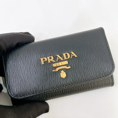 Prada Leather Key Case In Black
