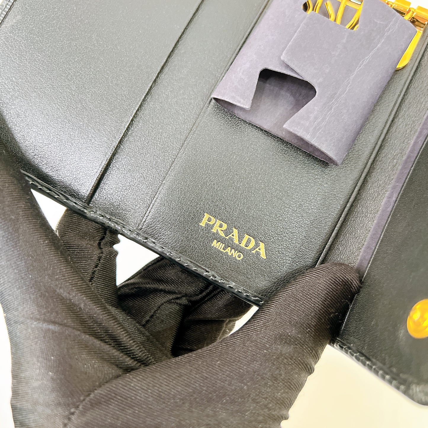 Prada Leather Key Case In Black