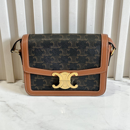 Celine Teen Triomphe in Triomphe Canvas and Calfskin