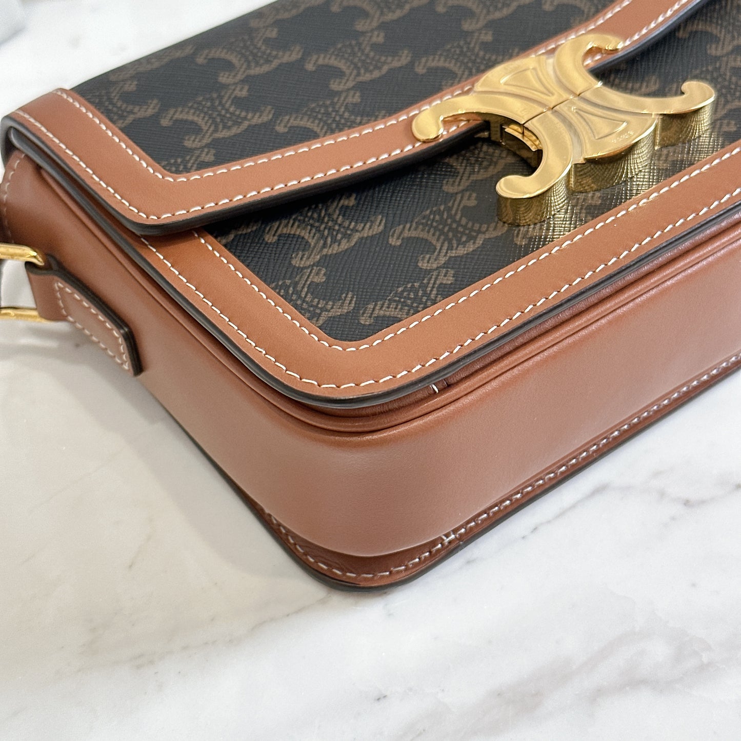 Celine Teen Triomphe in Triomphe Canvas and Calfskin