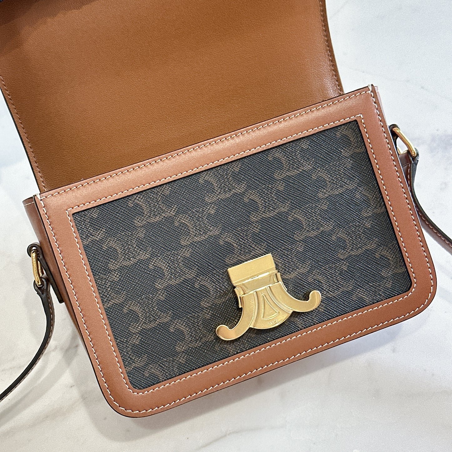 Celine Teen Triomphe in Triomphe Canvas and Calfskin