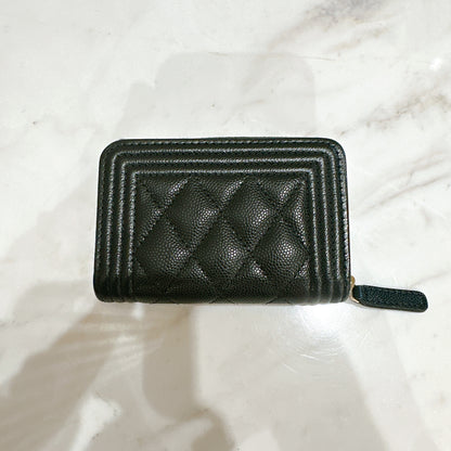 Chanel Boy Zip Around Coin Purse in Black Caviar