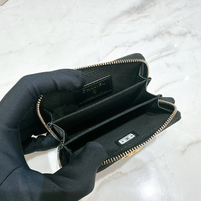 Chanel Boy Zip Around Coin Purse in Black Caviar