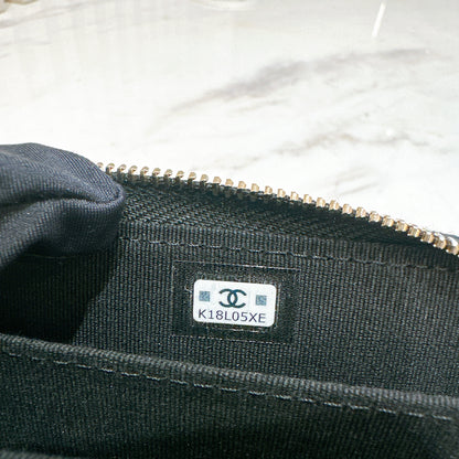 Chanel Boy Zip Around Coin Purse in Black Caviar