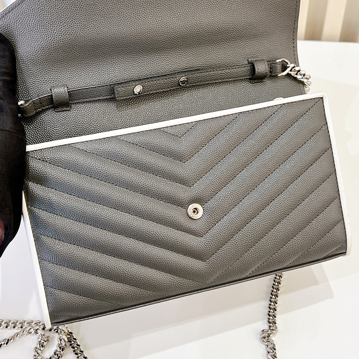 YSL WOC Grey with White Stripe