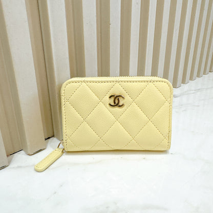 Chanel Classic Zip Coin Purse in Yellow Caviar