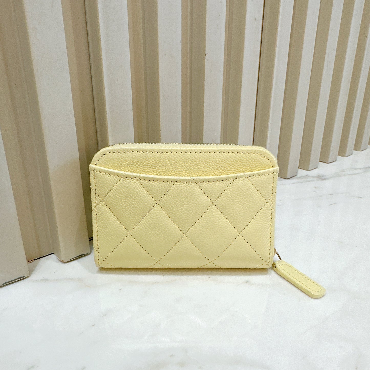 Chanel Classic Zip Coin Purse in Yellow Caviar