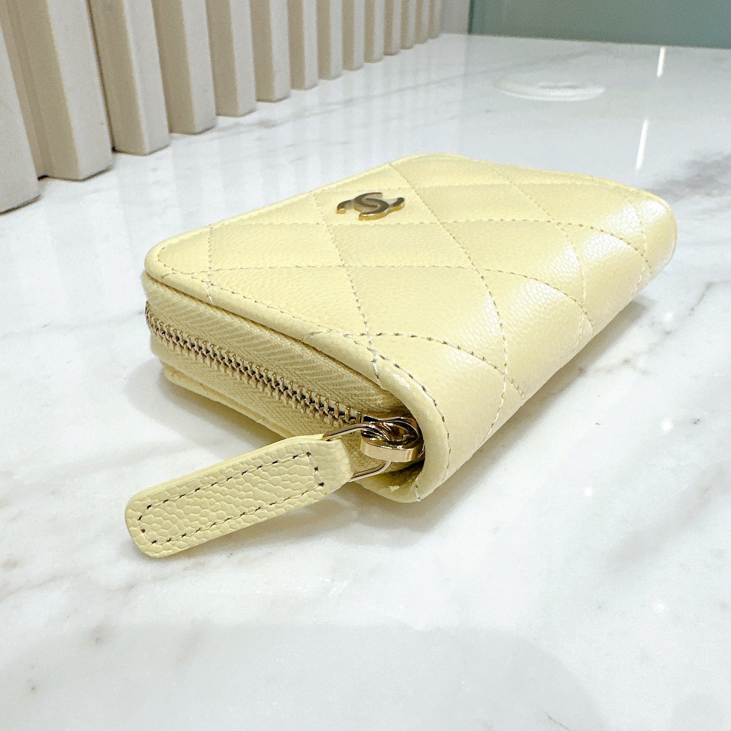 Chanel Classic Zip Coin Purse in Yellow Caviar