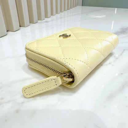 Chanel Classic Zip Coin Purse in Yellow Caviar