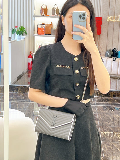YSL WOC Grey with White Stripe