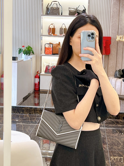 YSL WOC Grey with White Stripe