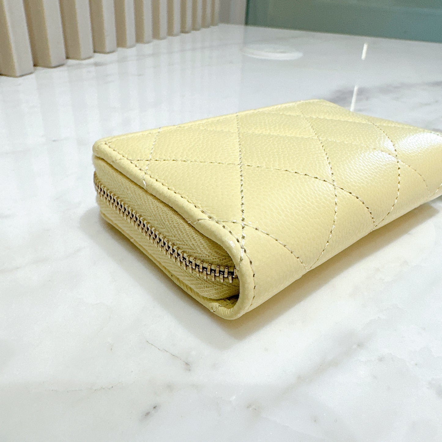 Chanel Classic Zip Coin Purse in Yellow Caviar