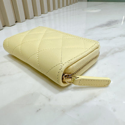 Chanel Classic Zip Coin Purse in Yellow Caviar