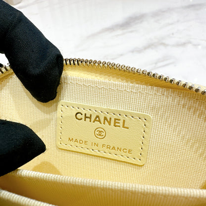 Chanel Classic Zip Coin Purse in Yellow Caviar
