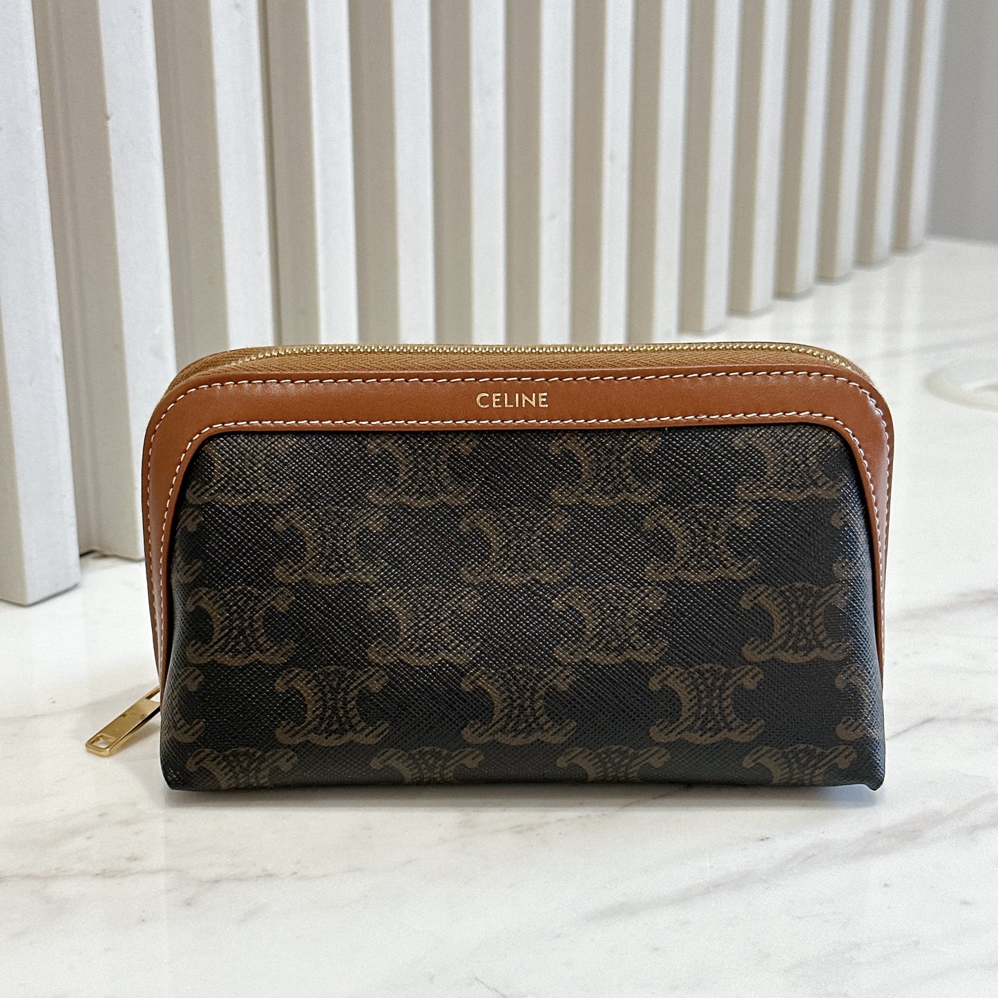 Celine Small Cosmetic Pouch in Tan