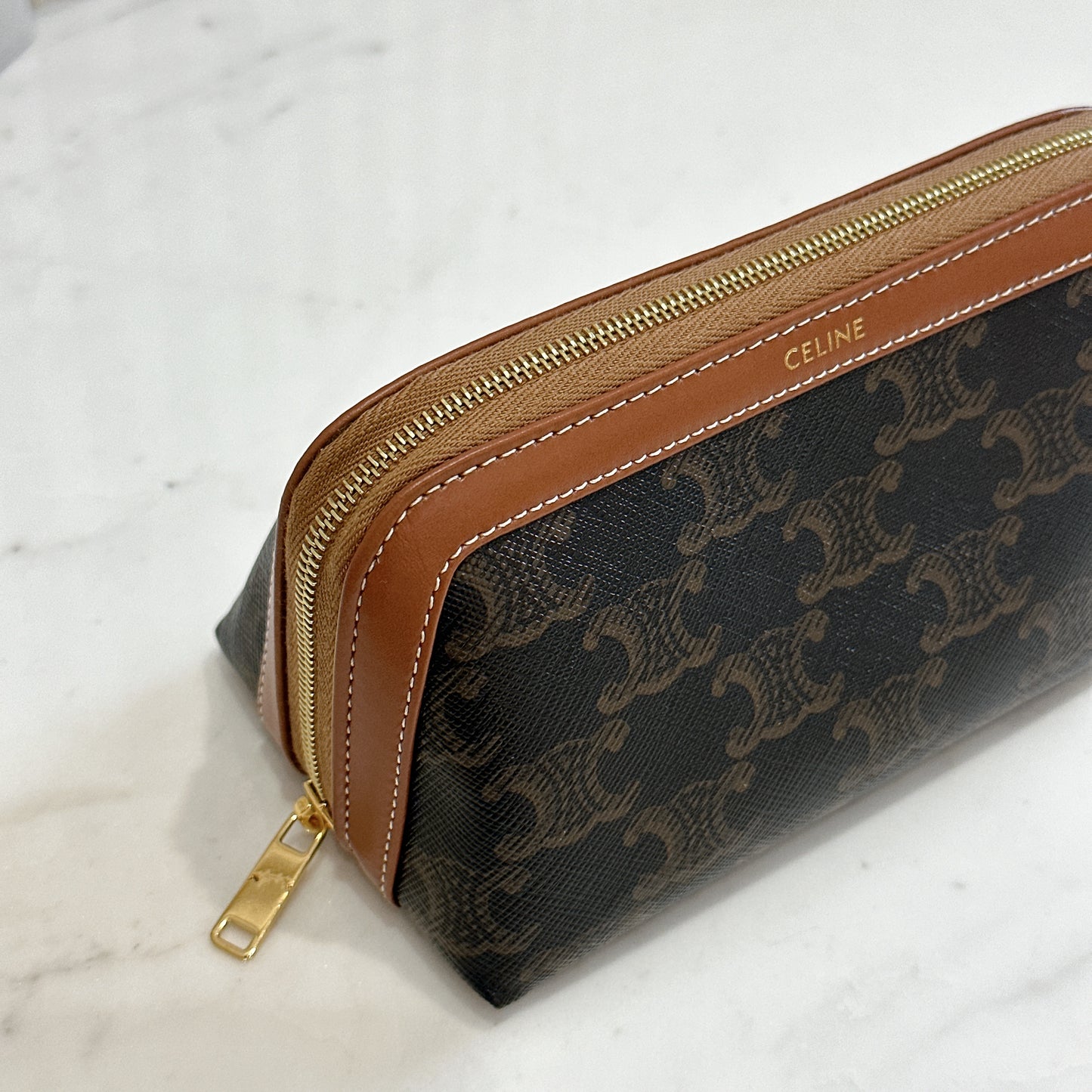 Celine Small Cosmetic Pouch in Tan