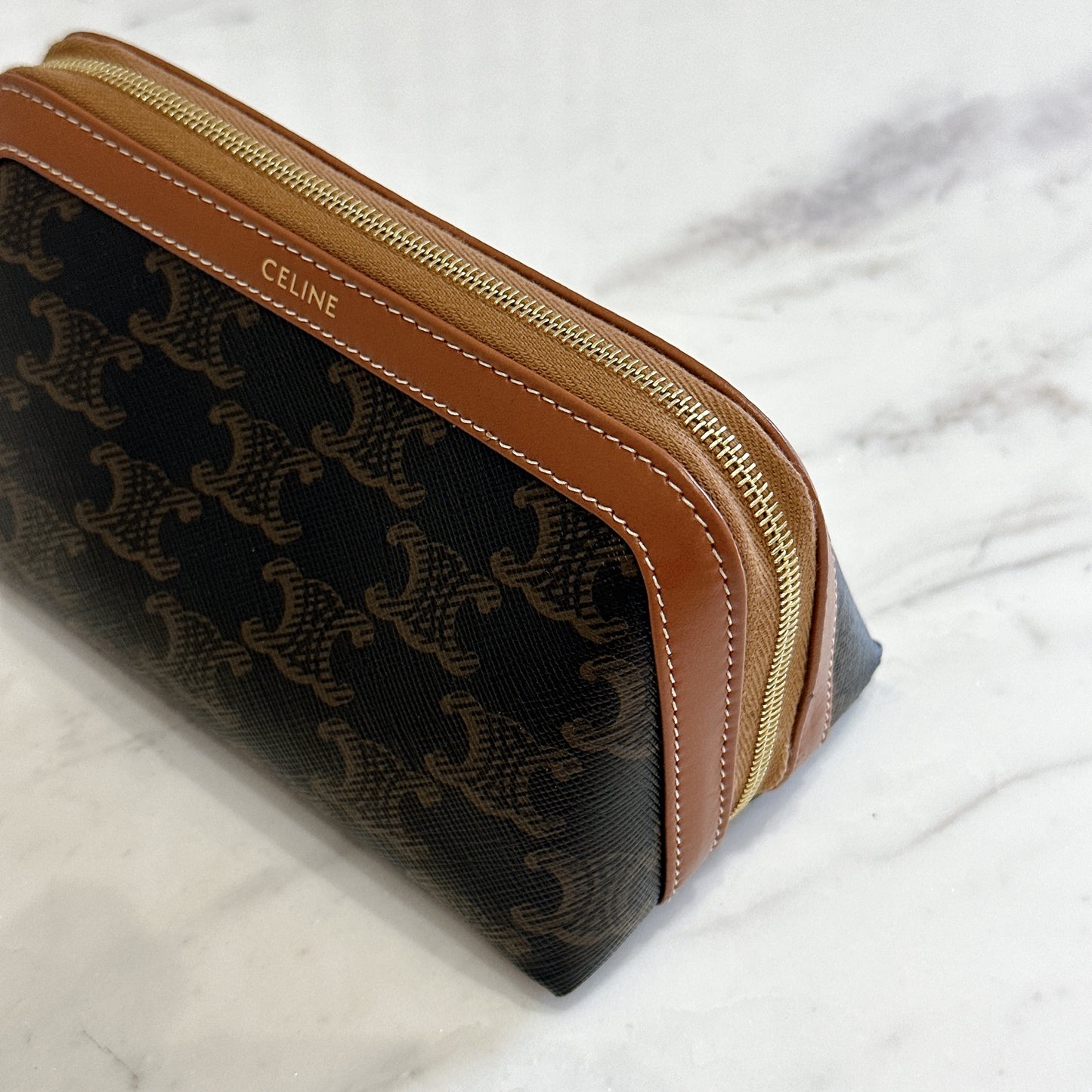 Celine Small Cosmetic Pouch in Tan
