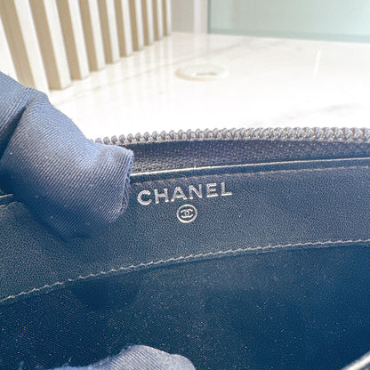 Chanel Patent Camellia Zippy Wallet