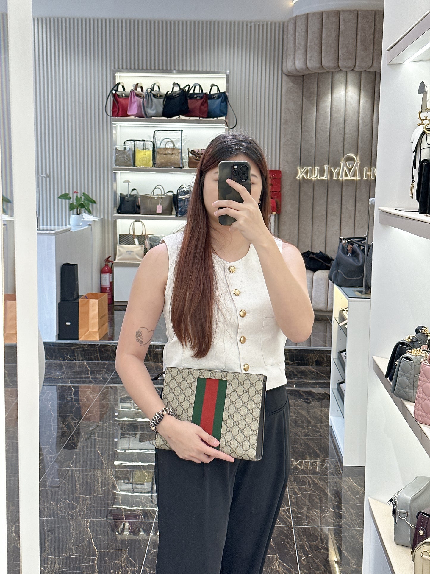Gucci GG Supreme Web Clutch