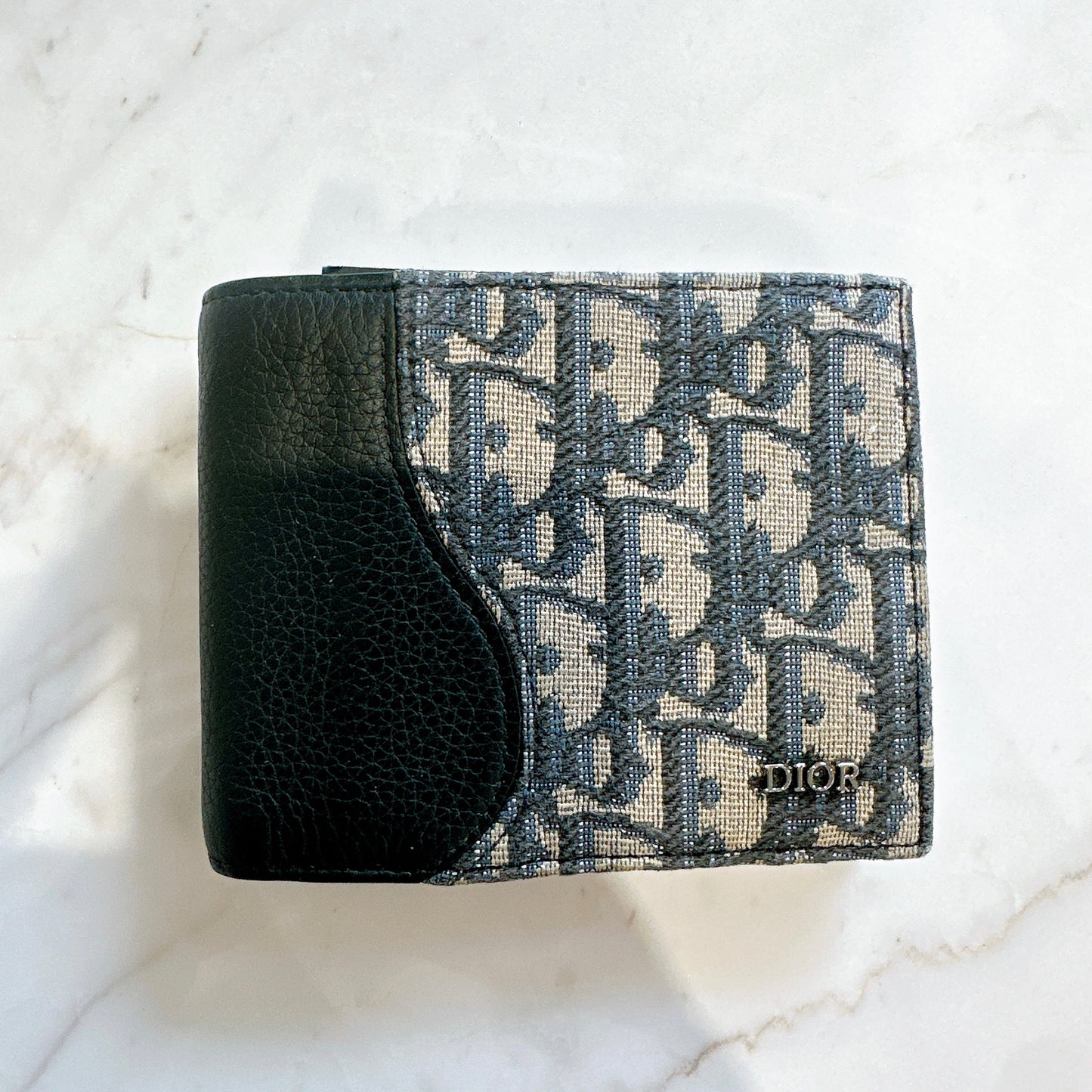Dior Saddle Bi-Fold Wallet in Blue Dior Oblique