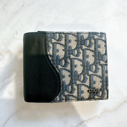 Dior Saddle Bi-Fold Wallet in Blue Dior Oblique