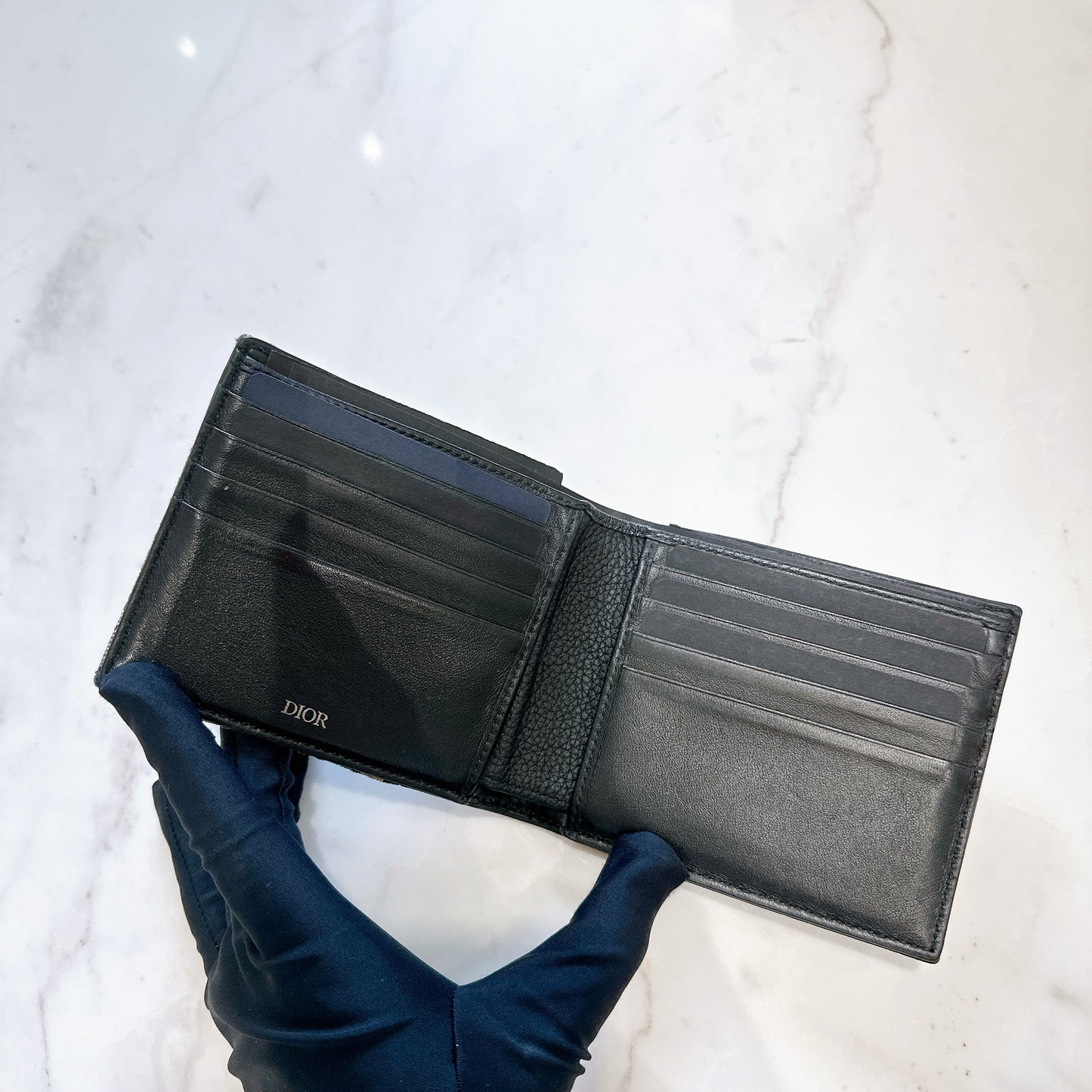 Dior Saddle Bi-Fold Wallet in Blue Dior Oblique