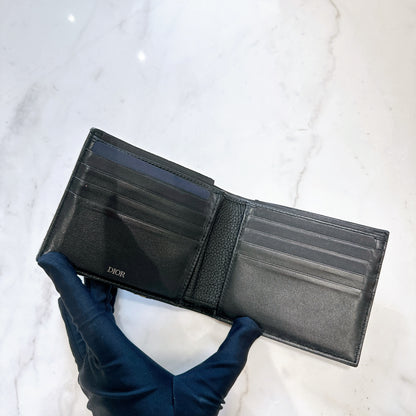 Dior Saddle Bi-Fold Wallet in Blue Dior Oblique
