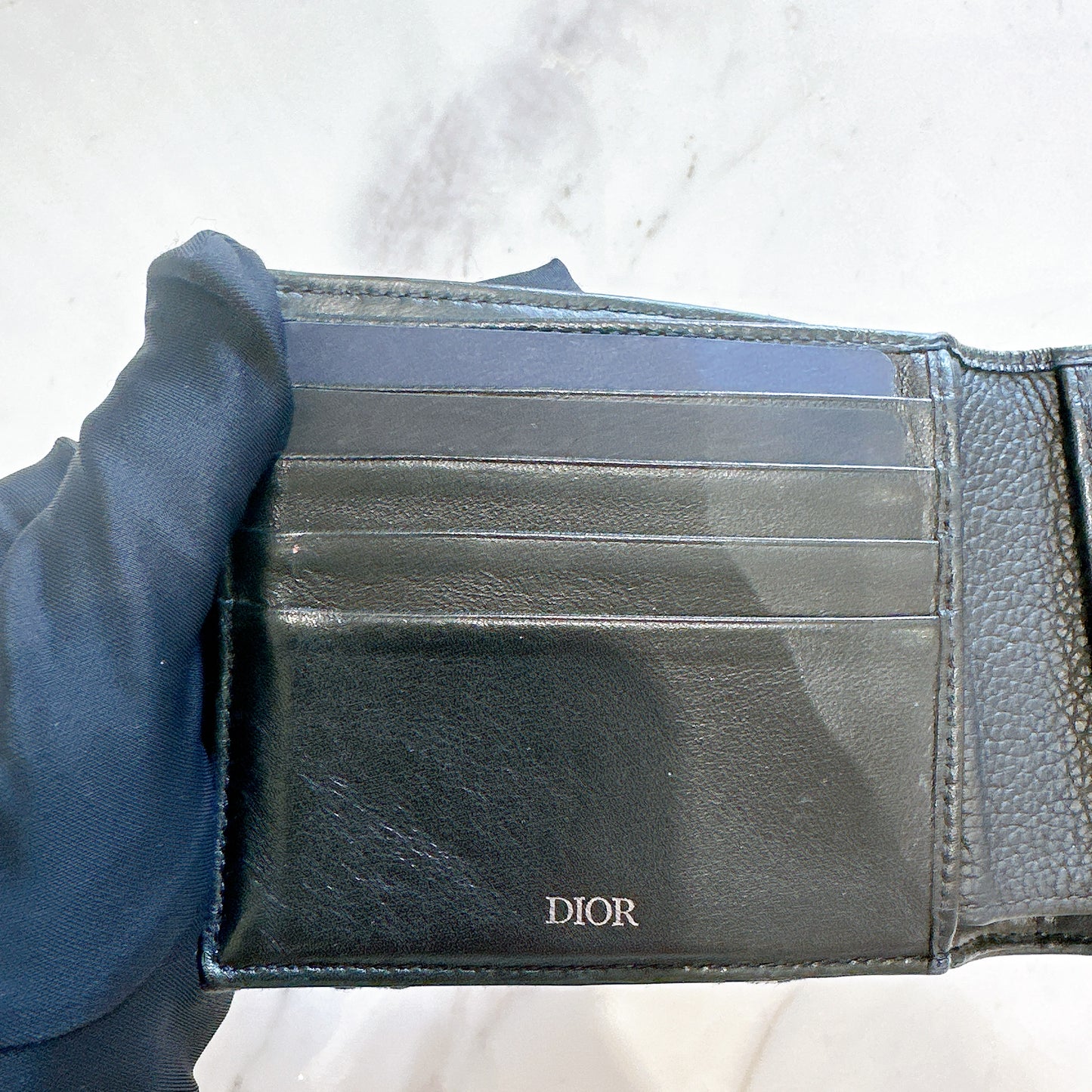 Dior Saddle Bi-Fold Wallet in Blue Dior Oblique