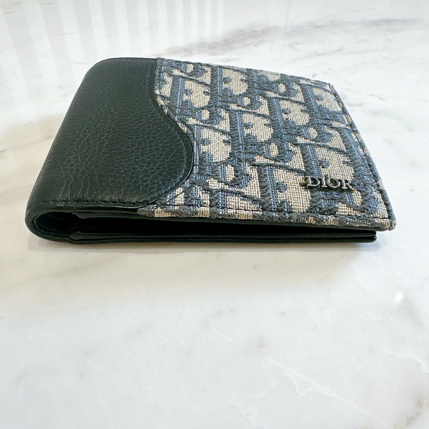 Dior Saddle Bi-Fold Wallet in Blue Dior Oblique